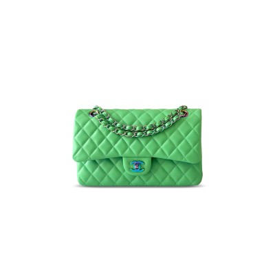 CHANEL RAINBOW CLASSIC MEDIUM DOUBLE FLAP BAG GREEN A01112 (25*16*8cm)
